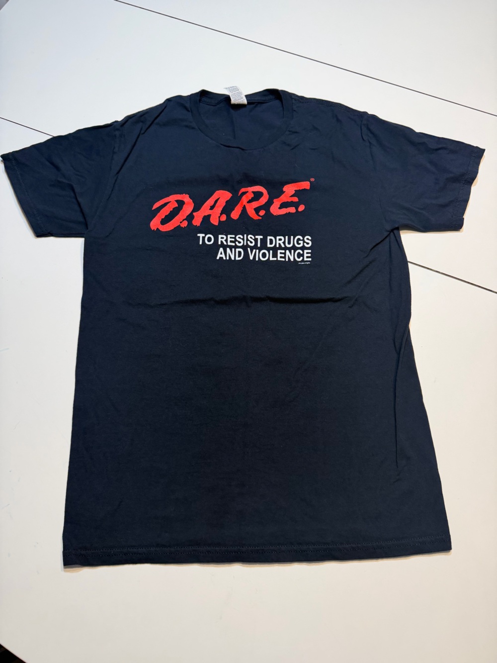 DARE to resist drugs and violence small black tee shirt nostalgia